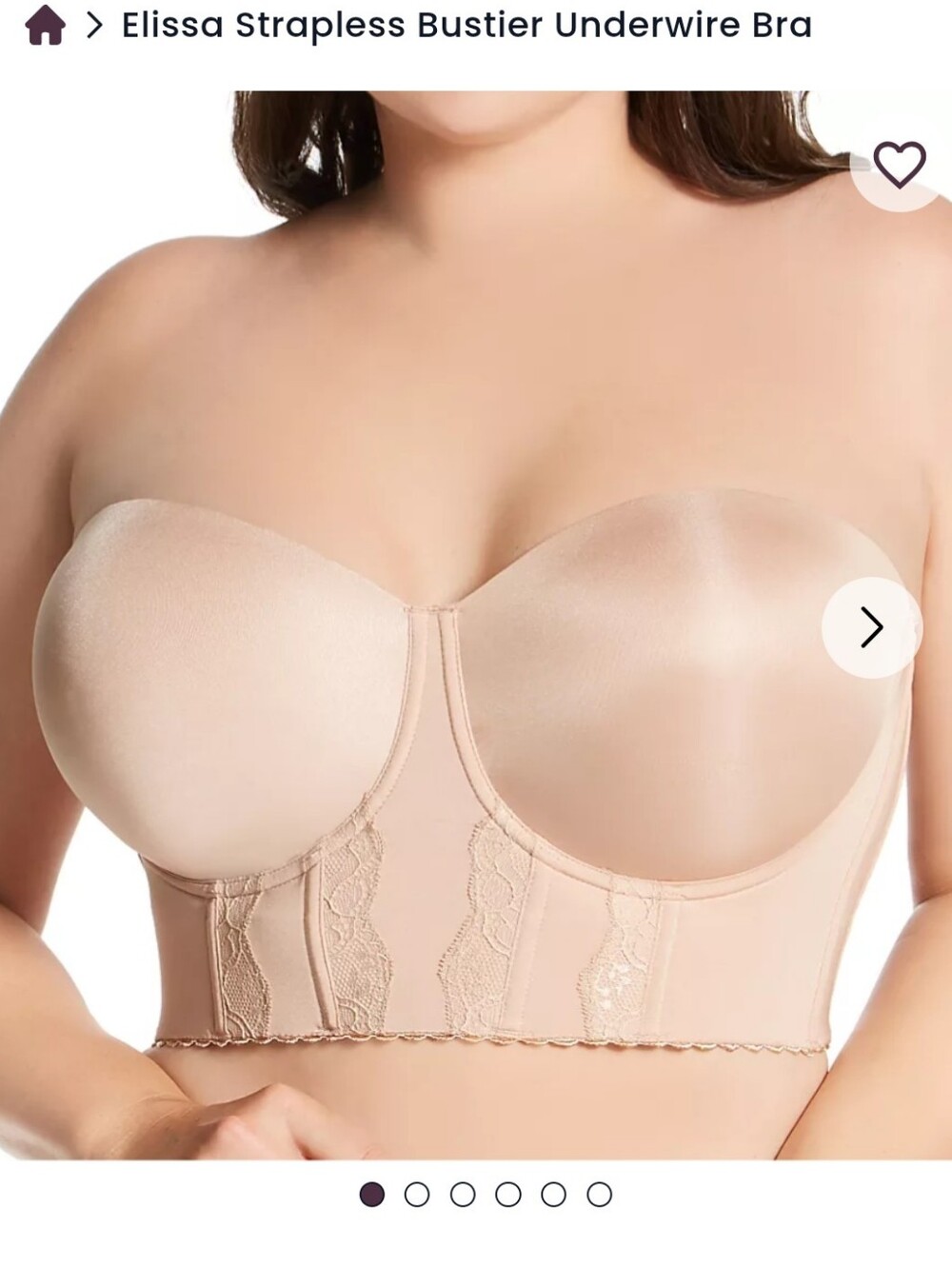 Parfait Elissa Full Bust Longline Strapless Bra European Nude Size 40D
